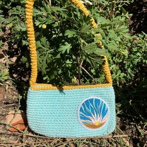 Chic Crochet Mini Bag in Blue and Yellow